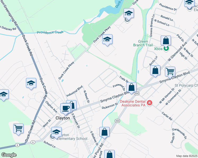 map of restaurants, bars, coffee shops, grocery stores, and more near 223 Nugent Loop in Smyrna