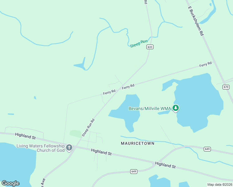 map of restaurants, bars, coffee shops, grocery stores, and more near 1003 Steep Run Road in Millville