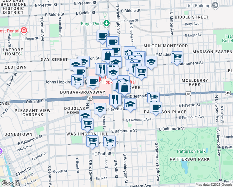 map of restaurants, bars, coffee shops, grocery stores, and more near 101 Independence Avenue Southeast in Washington
