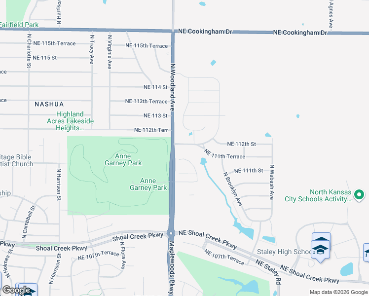map of restaurants, bars, coffee shops, grocery stores, and more near 1901 Northeast 111th Terrace in Kansas City