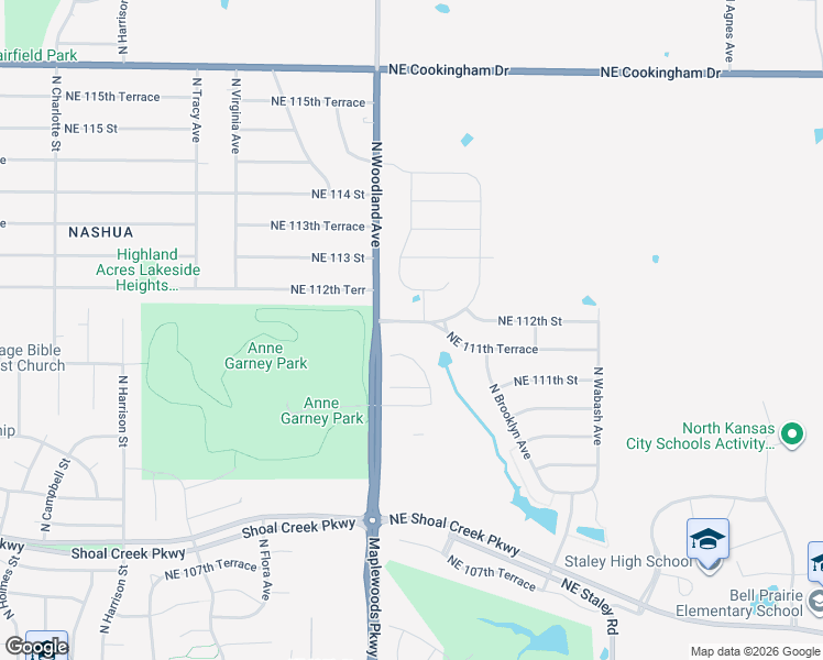 map of restaurants, bars, coffee shops, grocery stores, and more near 1901 Northeast 111th Terrace in Kansas City