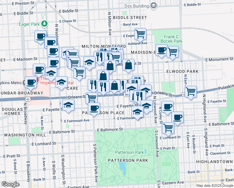 map of restaurants, bars, coffee shops, grocery stores, and more near 101 Independence Avenue Southeast in Washington