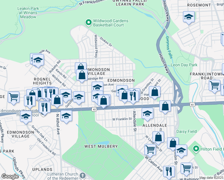 map of restaurants, bars, coffee shops, grocery stores, and more near 714 Lyndhurst Street in Baltimore