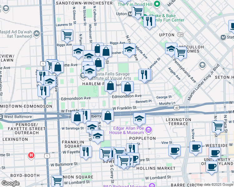 map of restaurants, bars, coffee shops, grocery stores, and more near 101 Independence Avenue Southeast in Washington