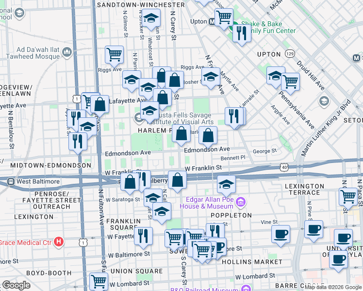 map of restaurants, bars, coffee shops, grocery stores, and more near 101 Independence Avenue Southeast in Washington