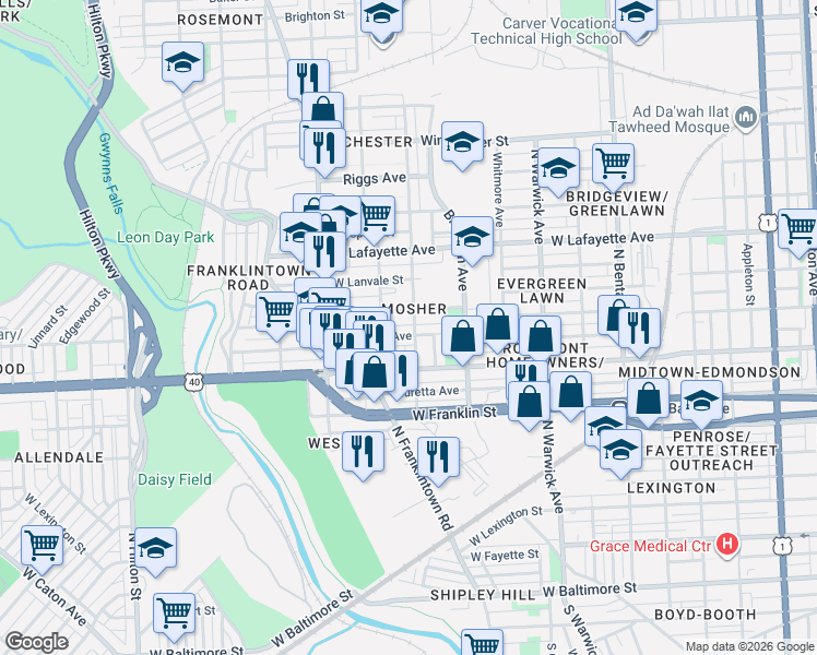 map of restaurants, bars, coffee shops, grocery stores, and more near 101 Independence Avenue Southeast in Washington