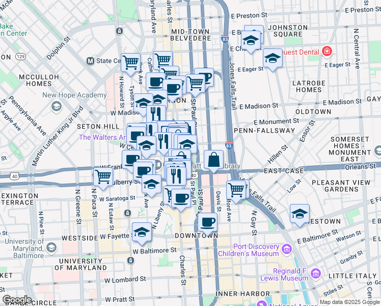 map of restaurants, bars, coffee shops, grocery stores, and more near 101 Independence Avenue Southeast in Washington