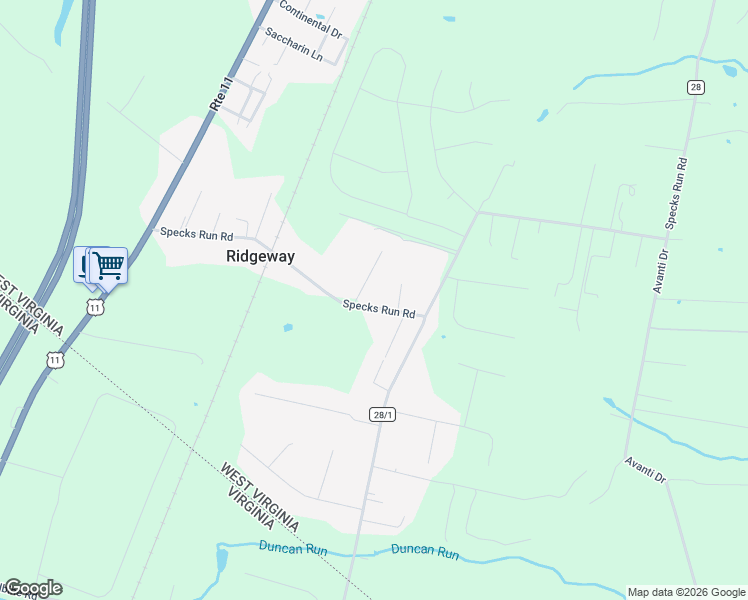 map of restaurants, bars, coffee shops, grocery stores, and more near 541 Specks Run Road in Bunker Hill