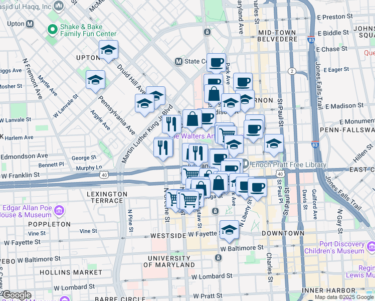 map of restaurants, bars, coffee shops, grocery stores, and more near 101 Independence Avenue Southeast in Washington