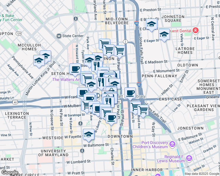 map of restaurants, bars, coffee shops, grocery stores, and more near 101 Independence Avenue Southeast in Washington