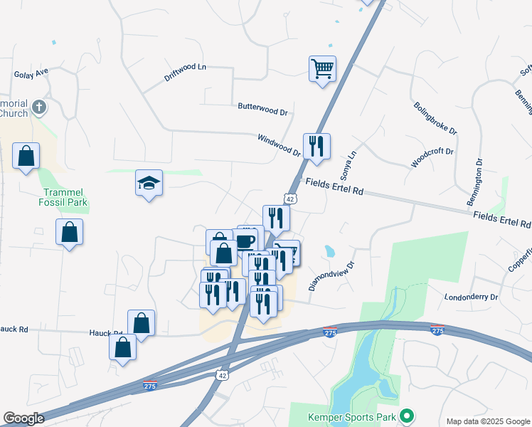 map of restaurants, bars, coffee shops, grocery stores, and more near 4030 Cottingham Drive in Cincinnati