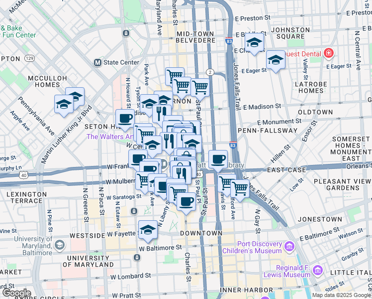map of restaurants, bars, coffee shops, grocery stores, and more near 101 Independence Avenue Southeast in Washington