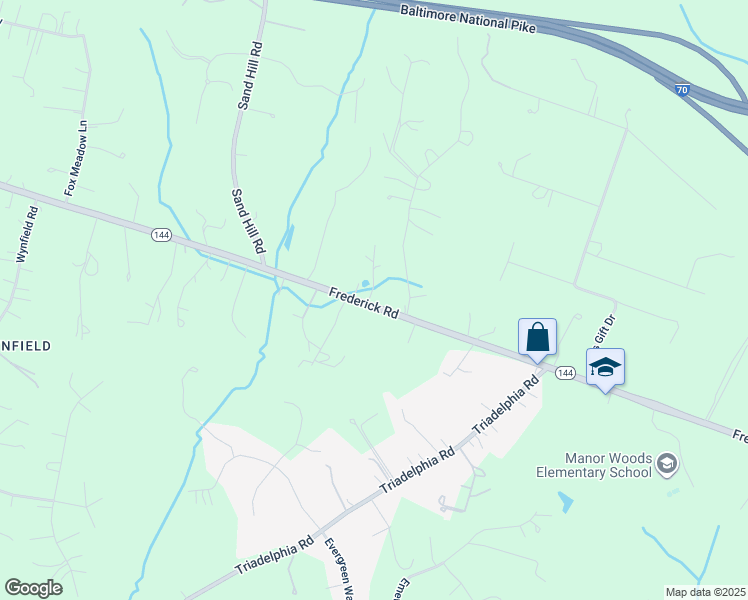 map of restaurants, bars, coffee shops, grocery stores, and more near 11920 Frederick Road in Ellicott City