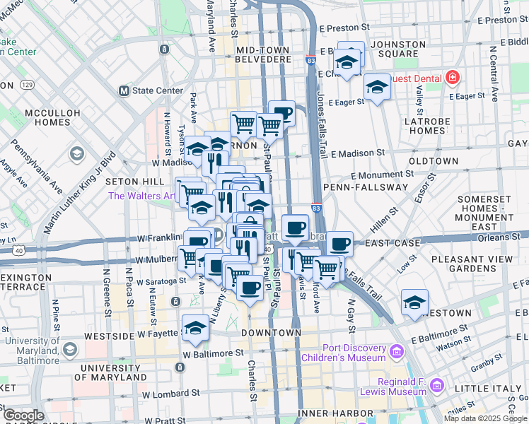 map of restaurants, bars, coffee shops, grocery stores, and more near 101 Independence Avenue Southeast in Washington