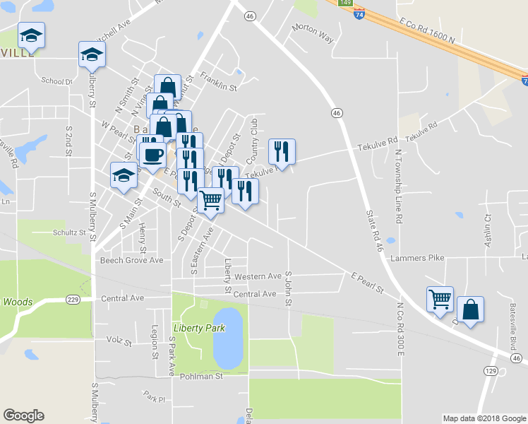 map of restaurants, bars, coffee shops, grocery stores, and more near 19 Fitch Avenue in Batesville