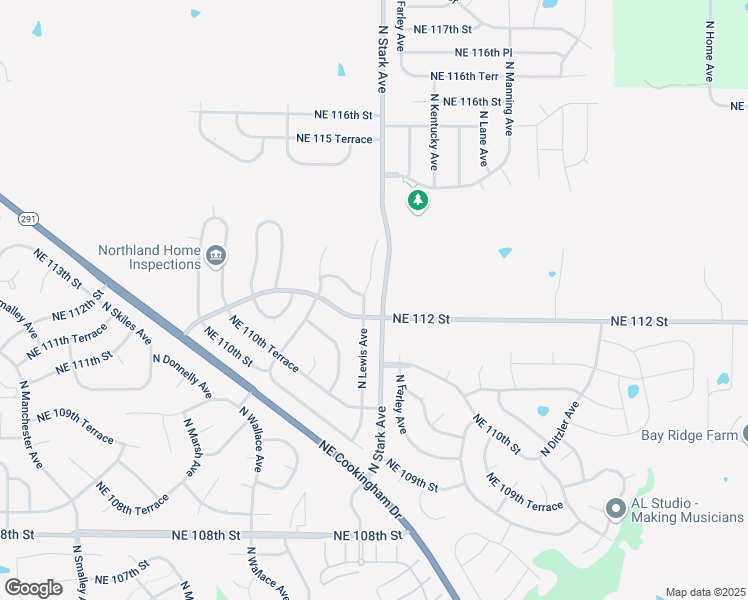 map of restaurants, bars, coffee shops, grocery stores, and more near 11132 North Lewis Avenue in Kansas City