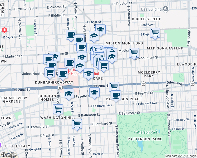 map of restaurants, bars, coffee shops, grocery stores, and more near 101 Independence Avenue Southeast in Washington