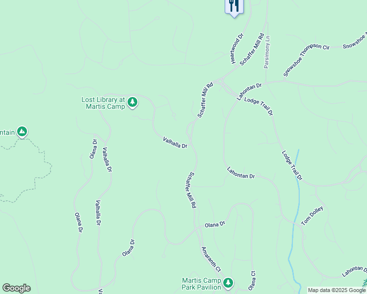 map of restaurants, bars, coffee shops, grocery stores, and more near 8925 Valhalla Drive in Truckee