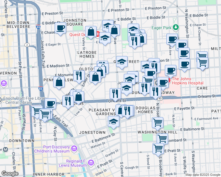map of restaurants, bars, coffee shops, grocery stores, and more near 101 Independence Avenue Southeast in Washington