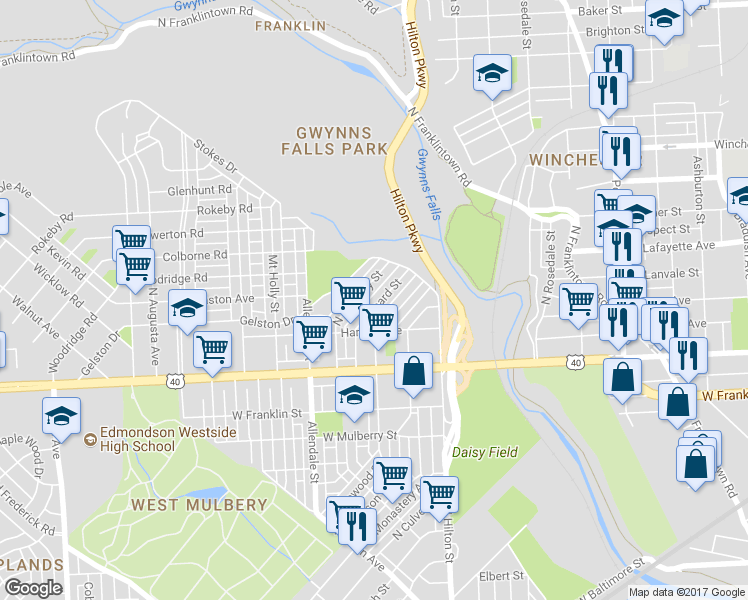 map of restaurants, bars, coffee shops, grocery stores, and more near 746 Linnard Street in Baltimore
