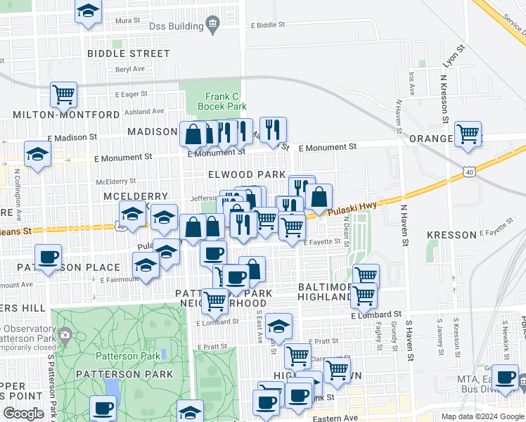 map of restaurants, bars, coffee shops, grocery stores, and more near 101 Independence Avenue Southeast in Washington