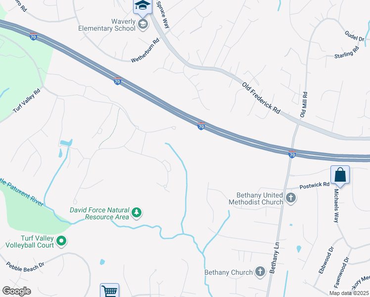map of restaurants, bars, coffee shops, grocery stores, and more near 10401 Resort Road in Ellicott City