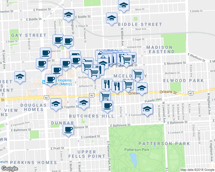 map of restaurants, bars, coffee shops, grocery stores, and more near 101 Independence Avenue Southeast in Washington