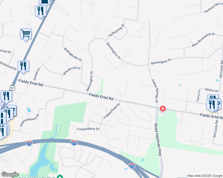 map of restaurants, bars, coffee shops, grocery stores, and more near 5580 Fields Ertel Road in Cincinnati