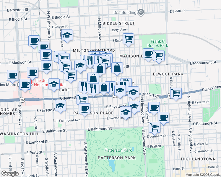 map of restaurants, bars, coffee shops, grocery stores, and more near 101 Independence Avenue Southeast in Washington