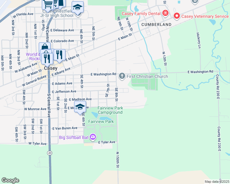 map of restaurants, bars, coffee shops, grocery stores, and more near 700-708 East Jefferson Avenue in Casey