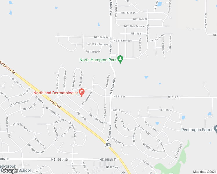 map of restaurants, bars, coffee shops, grocery stores, and more near 11211 North Lewis Avenue in Kansas City