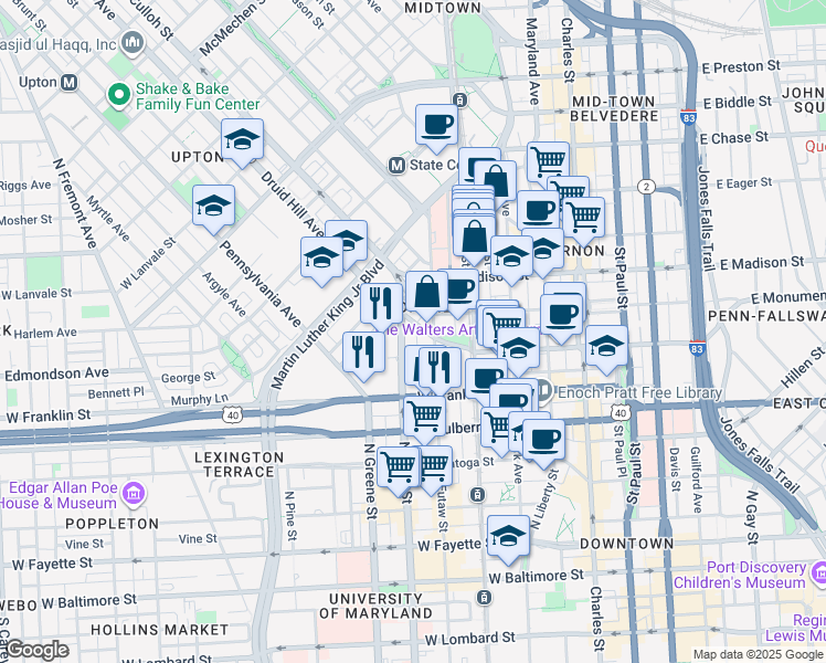 map of restaurants, bars, coffee shops, grocery stores, and more near 101 Independence Avenue Southeast in Washington