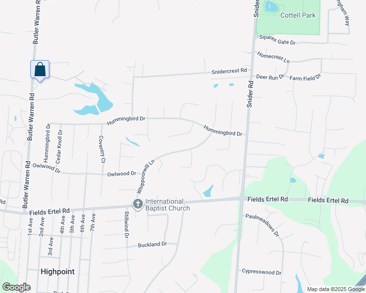 map of restaurants, bars, coffee shops, grocery stores, and more near 9681 Whippoorwill Lane in Mason