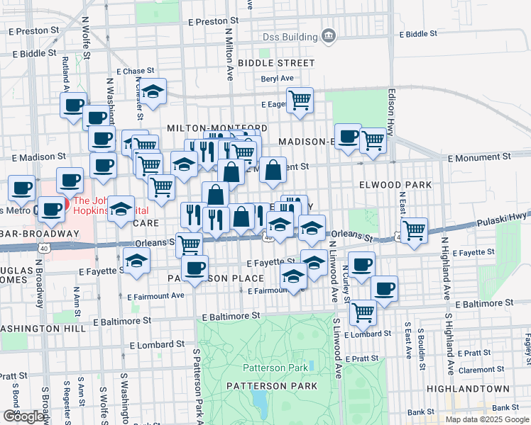 map of restaurants, bars, coffee shops, grocery stores, and more near 101 Independence Avenue Southeast in Washington