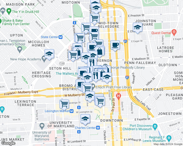 map of restaurants, bars, coffee shops, grocery stores, and more near 101 Independence Avenue Southeast in Washington