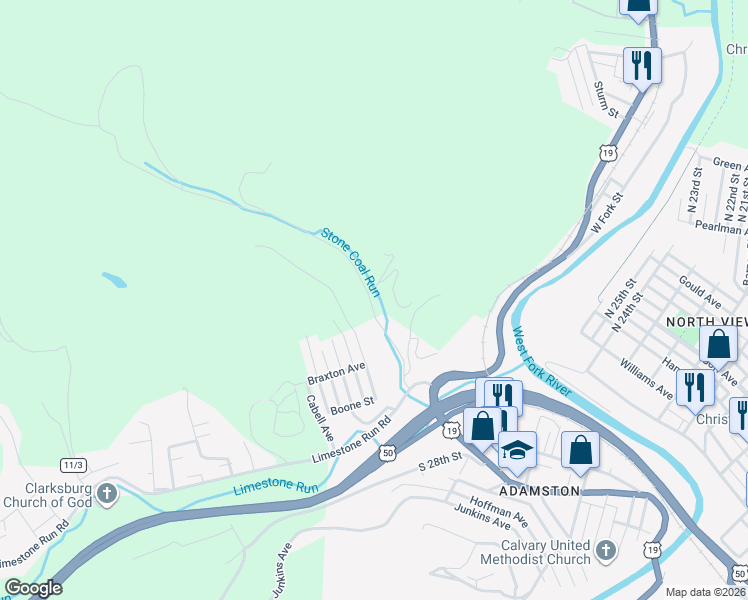 map of restaurants, bars, coffee shops, grocery stores, and more near 228 Perry Hollow Rd in Bridgeport