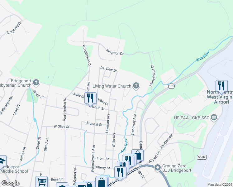 map of restaurants, bars, coffee shops, grocery stores, and more near 808 Lawman Avenue in Bridgeport