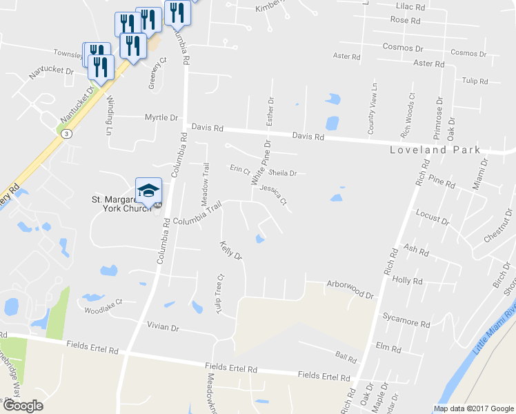 map of restaurants, bars, coffee shops, grocery stores, and more near 2815 Columbia Trail in Loveland