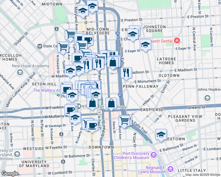 map of restaurants, bars, coffee shops, grocery stores, and more near 101 Independence Avenue Southeast in Washington