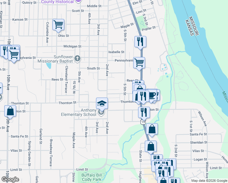 map of restaurants, bars, coffee shops, grocery stores, and more near 518 Buttinger Place in Leavenworth