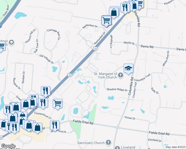 map of restaurants, bars, coffee shops, grocery stores, and more near 3520 Twenty Mile Way in Loveland