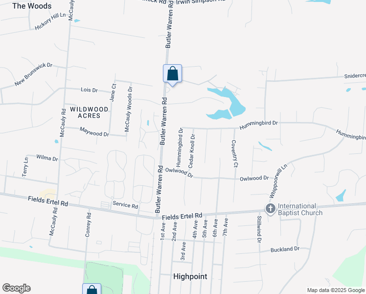 map of restaurants, bars, coffee shops, grocery stores, and more near 6903 Hummingbird Drive in Mason