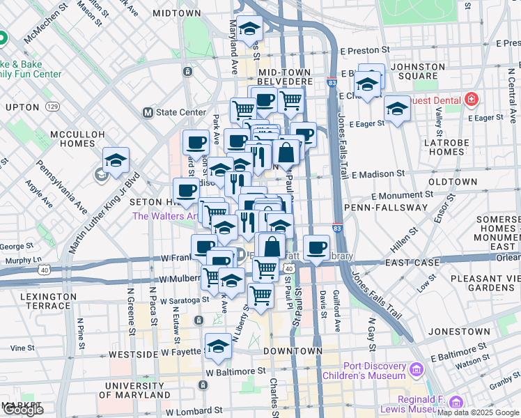 map of restaurants, bars, coffee shops, grocery stores, and more near 101 Independence Avenue Southeast in Washington
