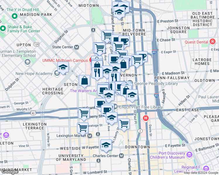 map of restaurants, bars, coffee shops, grocery stores, and more near 101 Independence Avenue Southeast in Washington