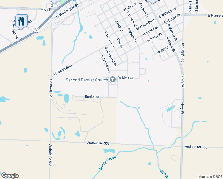 map of restaurants, bars, coffee shops, grocery stores, and more near 1208 South Central Avenue in Vandalia