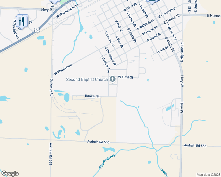 map of restaurants, bars, coffee shops, grocery stores, and more near 1208 South Central Avenue in Vandalia