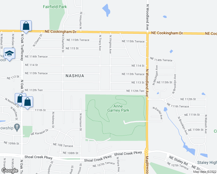 map of restaurants, bars, coffee shops, grocery stores, and more near 11218 North Virginia Avenue in Kansas City
