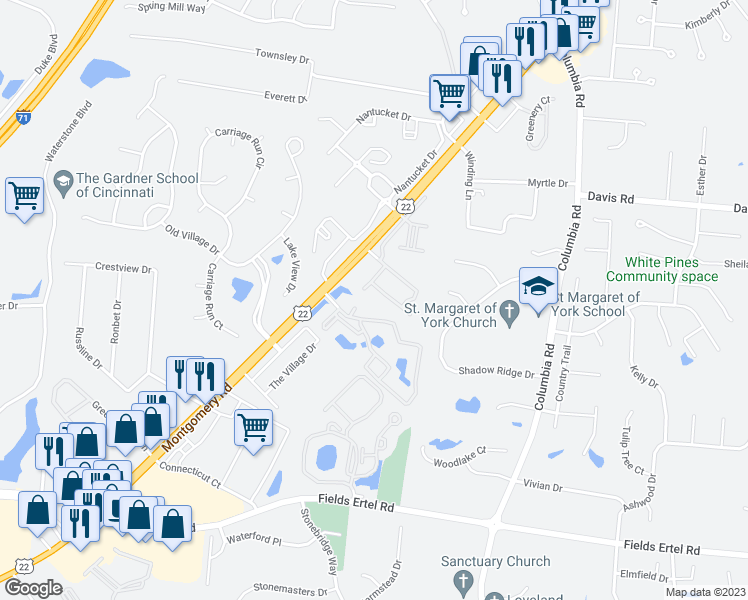 map of restaurants, bars, coffee shops, grocery stores, and more near 3546 Twenty Mile Way in Loveland