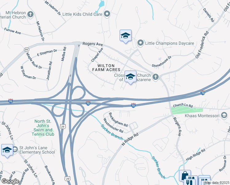 map of restaurants, bars, coffee shops, grocery stores, and more near 2645 Orchard Avenue in Ellicott City