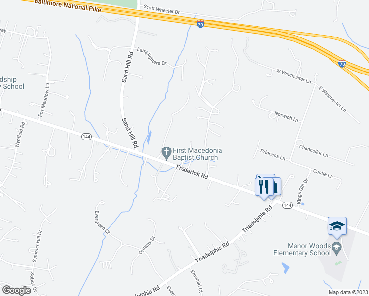 map of restaurants, bars, coffee shops, grocery stores, and more near 11934 Frederick Road in Ellicott City